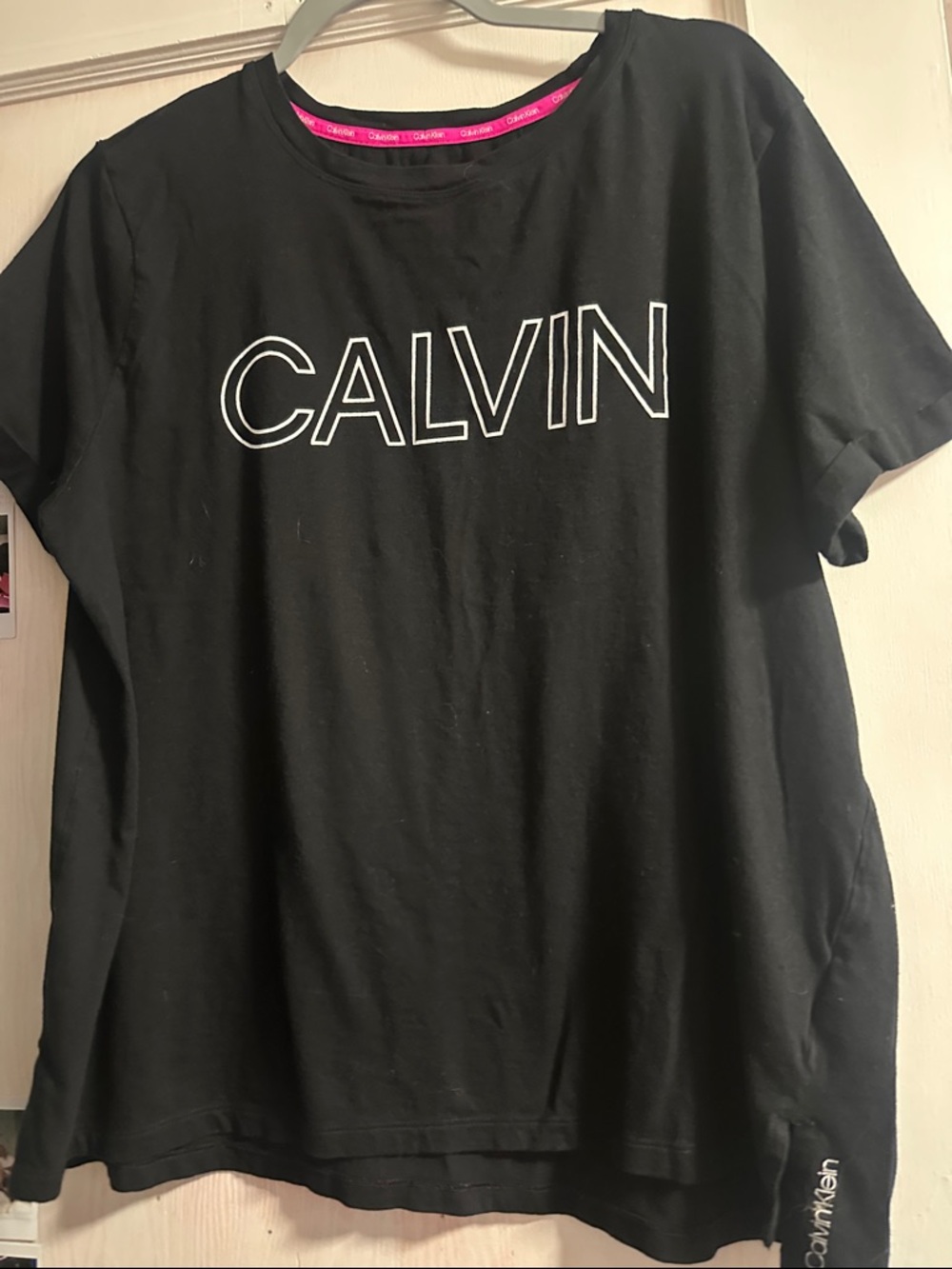 Calvin Klein Black Tee with White Outline Logo